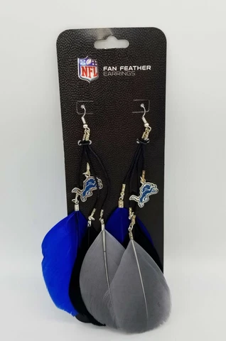 NFL Womens Dangle Fan Feather Earrings Pick Cowboys Lions Browns Saints Dolphins Cover
