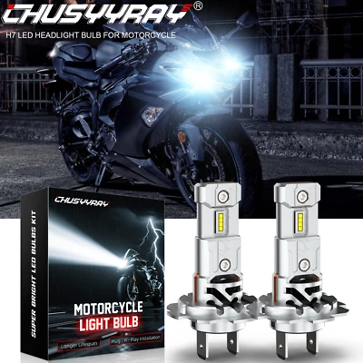 2X H7 LED Headlight Bulbs 6000K Fit Honda CBR600RR 2006-2019 CBR300 2015-2018 - Image 1 of 4