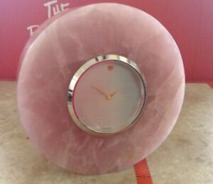 Vintage Movado ROSE QUARTZ  Clock GEMSTONE COLLECTION RARE MSRP $400