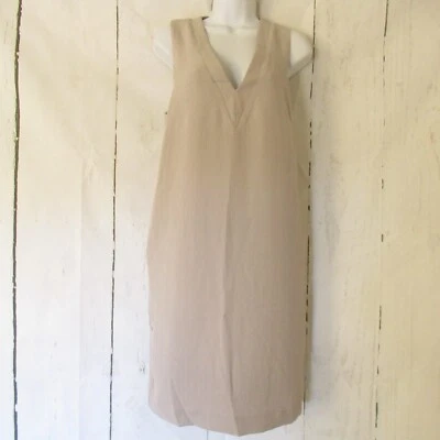 New Brochu Walker Dress M Medium Beige Luy Pockets V Neck Pale Wren - Image 1 of 4