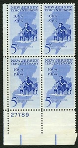 #1247 5c New Jersey, Plate Block [27789 LL] Mint **ANY 5=FREE SHIPPING** - Picture 1 of 1
