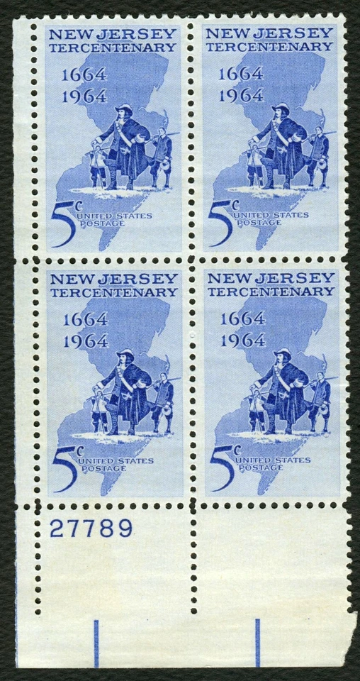 #1247 5c New Jersey, Plate Block [27789 LL] Mint **ANY 5=FREE SHIPPING** - Image 1 of 1