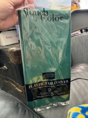 Touch of Color, Plastic Table Cloth, 54x108" Rectangle Cover - Hunter Green New! - Image 1 of 2