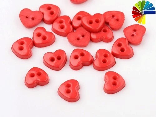 15 Mini Knöpfe Herz 2-Loch - Bild 1 von 1