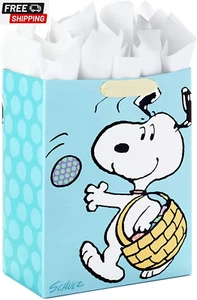 Hallmark 13" Large Peanuts Easter Gift Bag with Tissue Paper (Snoopy Easter Bask - Picture 1 of 4