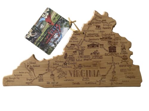 Destination Virginia State Shaped Serving and Cutting Board Includes Hang Tie...