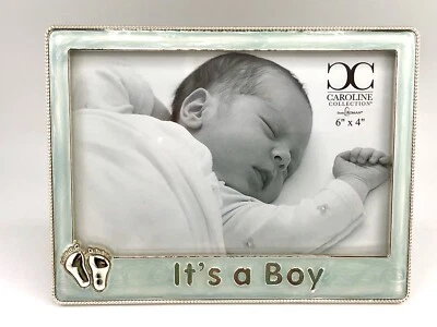 Roman 4x6 “It’s A Boy” Blue Green Enamel & Metal Frame - Image 1 of 4