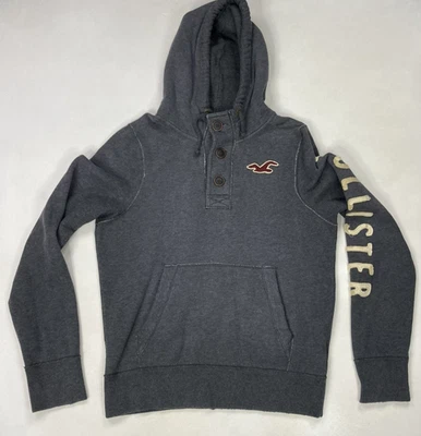 Sudadera con capucha Hollister 3 botones gris grande Foto 1 de 4