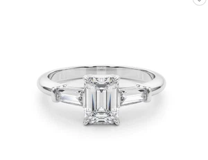 1.50 Ct Emerald Cut Wedding Ring IGI Certified Lab Grown Diamond 18K White Gold - Picture 1 of 9