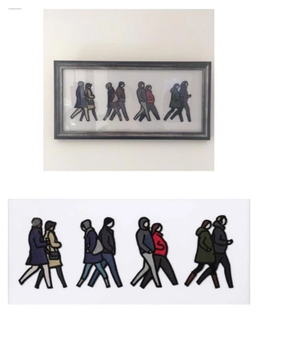 JULIAN OPIE (1958-), PAREJAS LONDRES, FIGURAS BORDADAS A BORDO, ENMARCADAS, 2021 Foto 1 de 4