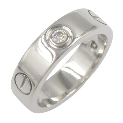 Anillo CARTIER Love 3P Diamante Oro Blanco 18KWG Usado Mujer EE. UU. Talla 6 #52 Foto 1 de 4