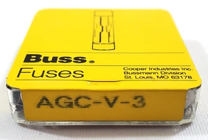 Paquete de 4 fusibles de vidrio coleta Bussmann AGCV3 250 V 3 amperios 1/4" x -1/4" de acción rápida - Imagen 1 de 8