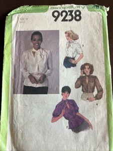 Simplicity Pattern 9238 Misses Blouses Sz 10 - Picture 1 of 3