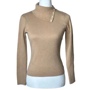 Vintage Polo Jeans Co. Ralph Lauren Ribbed Turtleneck Sweater Tan/Camel Sz S Y2K - Picture 1 of 5