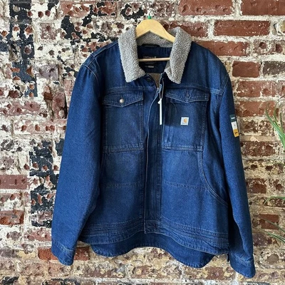 Carhartt OJ5478-M джинсовой ткани Jean расслабленный крой шерпа с подкладкой куртка мужская XL новый - Изображение 1 из 4