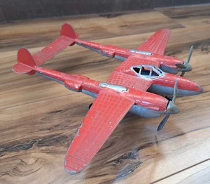 Vintage Hubley Toy Airplane Red Lockhead With Folding Down Gear Made In The USA - Picture 1 of 10