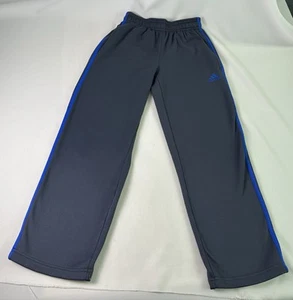 Gray Adidas Boys Pants Blue Stripes And Logo Regular Fit Size S (8) - Picture 1 of 8