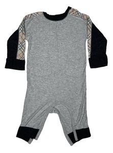 Burberry Quilted Tartan Cotton Check Romper Black Tan 18M Months Bodysuit London - Picture 1 of 11