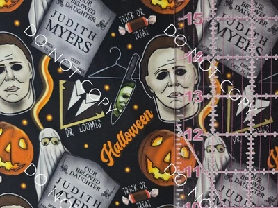 Custom 100% Cotton Woven Fabric Horror Movie Halloween Mike Myers 1/4 Yard 9x56 - Image 1 of 2