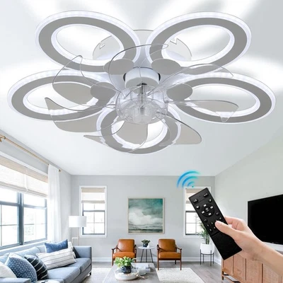 20'Low Profile Ceiling Fan with Light,Flush Mount Fans with 6 Wind Speeds,300... - Image 1 of 4