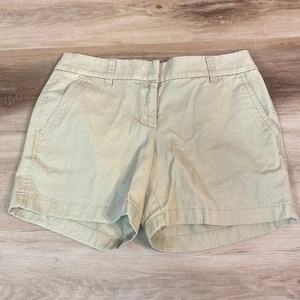 J. Crew Chino Shorts Khaki Tan Size 0 Flat Front Pocketed Casual Womens - Picture 1 of 7