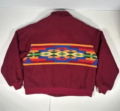 Pendleton Men's XL Vintage Wool 3M Bomber Jacket High Grade Western Wear Maroon - Image 1 of 4