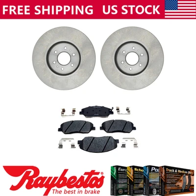 Front Brake Rotors + Ceramic Brake Pads & Hardware For 2009-2011 Kia Borrego - Image 1 of 4