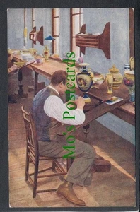 Postal de la industria - Pintura de artista Royal Worcester China SW4698 - Imagen 1 de 2