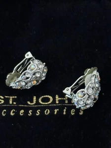 St John’s Clipon Silvertone Colored Rhinestone Earrings - Bild 1 von 6