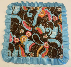 Cutie Petutie Originals Babydecke Lovey Satinborte blau rosa braun Paisley - Bild 1 von 3