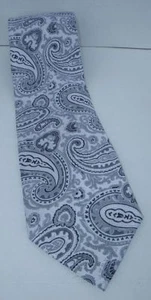 Gently used Phat Farm 100% silk neck tie Silver & Black paisley - Picture 1 of 3