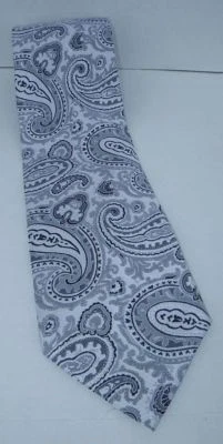 Corbata de cuello Phat Farm 100 % seda paisley plateada y negra ligeramente usada Foto 1 de 3