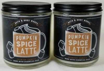 Bath Body Works Candle PUMPKIN SPICE LATTE Scented 1-wick Jars x2 Wax 7 oz - Image 1 of 4
