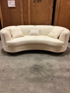 Modern Curved Sofa, Mid-Century Comfy Teddy Fabric Couch  90” Few Minor Flaws - Picture 1 of 14