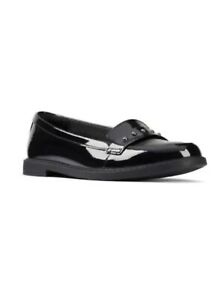 Clarks SCALA WALK Youth Girls Black Patent Leather Shoes Uk Size 8.5 G