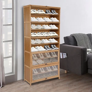 Zapatero de bambú de 10 niveles organizador de gabinete estante de madera soporte almacenamiento estante para libros - Imagen 1 de 16