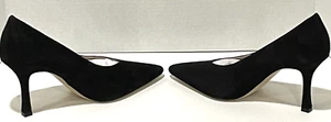 NWOB ANN TAYLOR BLACK SUEDE MILA LEATHER PUMPS HIGH HEELS SHOES SZ 7 - Picture 1 of 7