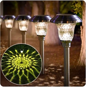 BEAU JARDIN 8 Pack Solar Pathway Lights Outdoor Stainless Steel Lights Solar ... - Picture 1 of 6