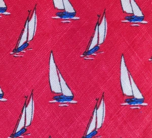 CLASSIC POLO ~ SAILBOATS ~MENS LINEN DRESS TIE ~ BLUE, WHITE, HOT PINK-RED ~ 60" - Picture 1 of 3