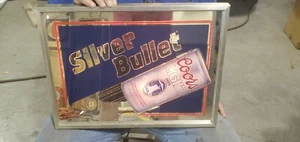 Vintage 1993 Coors Light Silver Bullet 18x13 Mirrored Beer Sign Bar Decor - Picture 1 of 9