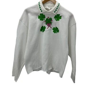 Vintage Jerzees Nublend Womens Collared Four Leaf Clover Sweatshirt Size Large  - Picture 1 of 12