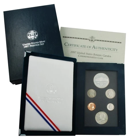 1997 Prestige Proof Set U.S Mint with Botanic Garden Centennial Dollar ~PRISTINE Cover