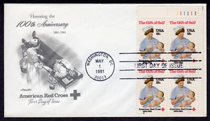 1981 American Red Cross 100th & Nursing - Artmaster Plate Block FDC NW945 - Picture 1 of 1