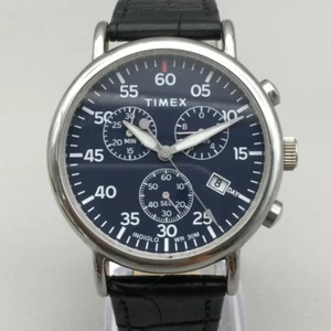Timex Weekender Chronograph Watch Men 40mm Indiglo Date Blue Dial New Battery - Picture 1 of 15