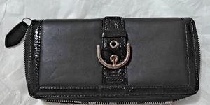 COACH Leather Long Wallet Round Zip Color Black Style #F47694 - Picture 1 of 6