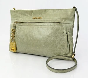 Auténtico bolso bandolera de hombro de cuero verde MIU MIU #60498 - Imagen 1 de 15