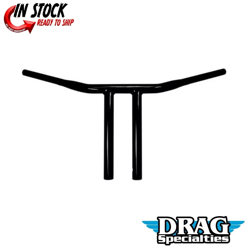 Drag Specialties Black 10" T-Bar Straight Harley Sportster Dyna 1-1/4" 1.25" - Imagem 1 de 3