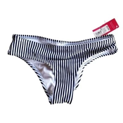 XHILARATION Womens Bikini Bottom Size XS Navy White Stripe Cheeky - Image 1 of 4