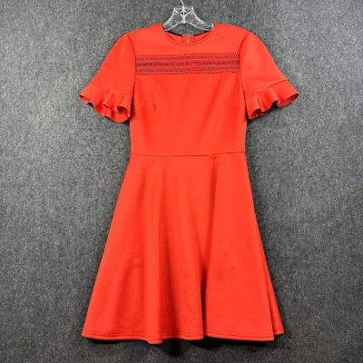 Vestido Ted Baker London Calizee Para Mujer 0 Naranja Patinador Inserto Mini Bolsillos Foto 1 de 4