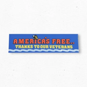 AMERICA'S FREE Veterans Bumper Sticker - USA Vintage Style - Vinyl Decal 80s 90s - Picture 1 of 4